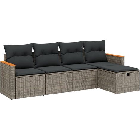 Maison Exclusive - 5-tlg. Garten-Sofagarnitur mit Kissen Grau Pol