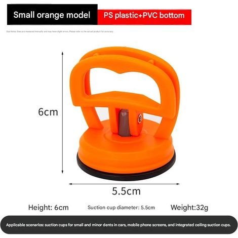 Saugnapf zur Entfernung von Karosseriedellen, spurenloses Werkzeug zur Dellenreparatur, leistungsstarker Multifunktions-Dellenentferner für Autotüren, 60 x 50 mm, 1 Stück, Orange (1/5)