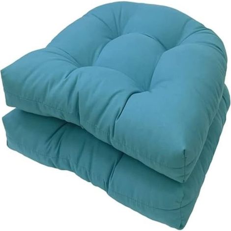 Sitzkissen für den Außenbereich, 2 Stück 48 x 48 cm, weich gefüllt, für Stühle, Gartenmöbel, Korbstühle (Farbe: Blau)