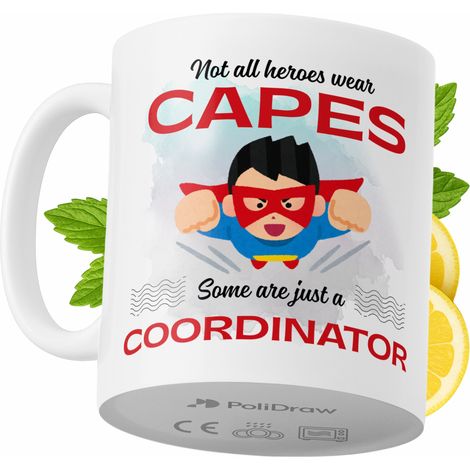 Mug humoristique pour coordinateur/coordinatrice, avec un texte amusant et un design graphique original. Idéal pour les anniversaires, les fêtes et les occasions spéciales. Mug premium pour la maison, (1/5)