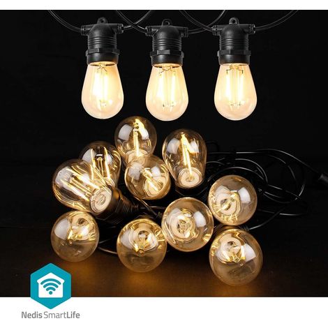 Nedis SmartLife-Dekorationsleuchten / Party-Lichter / Wi-Fi / Warmweiss / 10 LED's / 9.00 m / Android™ / Lampendurchmesser: 45 mm
