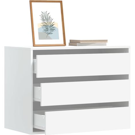 Commode d'angle blanc 80x41x58 bois d'ingénierie (1/5)