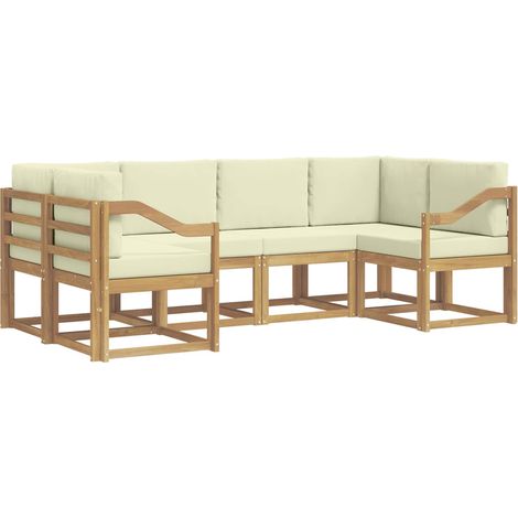Set di divani da esterno con cuscino 6 pcs Bianco e Crema vidaXL