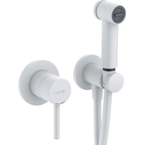 Kludi Bozz - Conjunto de grifo empotrado con ducha de bidé, con cuerpo, blanco mate 389985376