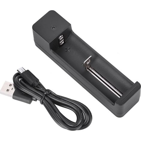 Chargeur USB intelligent universel pour piles Li-ion 18650/26650/14500 - Alimentation PC noir à fente unique avec indicateur LED (1/5)