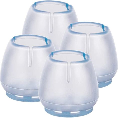 Lot de 4 Protège-pieds, diamètre 16-21 mm, silicone épais, transparent, pour chaises et parquet (1/5)