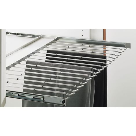 HETTICH Hosenhalter ausziehbar KB 600 mm, Montage Korpusseite, Stahl silber