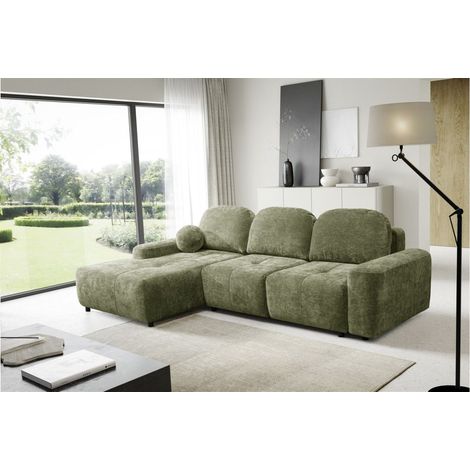 Ecksofa Schlafsofa Sofa ARGOS in Stoff Vibe Olivgrün Ottomane Links (1/5)