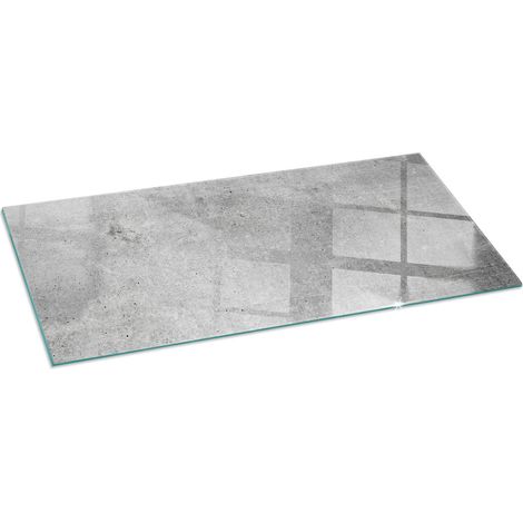 Plaque en verre trempé sous cheminée et poêle protection sol parquet Texture béton brut 125x50 cm (1/5)