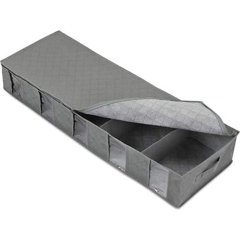 Coffre de rangement pliable à glisser sous le lit,en tissu non tissé gris, pour couettes,vêtements,placard,résistant à la poussière