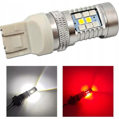Lot de 2 ampoules LED W21/5W 7443 12V CANBUS blanc-rouge, bicolore (1/5)