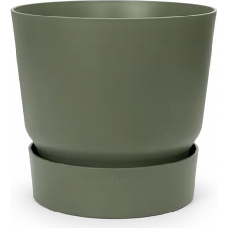 Pot de fleurs rond, jardinière pour intérieur et extérieur, vert feuille, 20 cm - PANGIVO (1/5)
