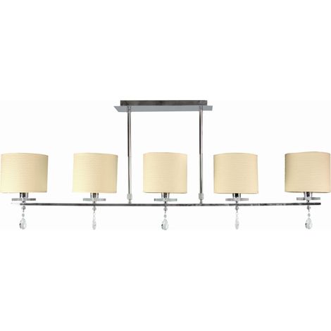 Lampada soffitto Candellux Estera 5xE14 in tessuto crema/cromo (1/2)