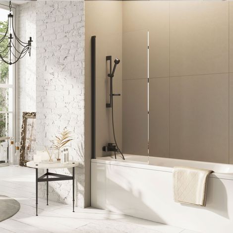 Orbit Thalia Gun Metal Single Panel Bath Screen 800mm x 1500mm - 8mm Glass