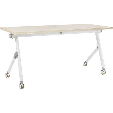Zusammenklappbarer Schreibtisch BENDI Hellbraun 160 cm 60 cm mit Rädern