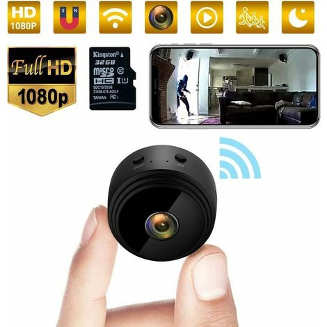 Mini Spy, 32G 1080p WiFi Hidden Camera with Night Vision Home Security Surveillance Camera, Miniature Baby Camera and Motion Detection with 32G Memory Card