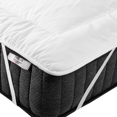 Cubrecolchón de microfibra blanco individual 180 x 200 cm 25 cm de grosor Aizkorri (1/5)