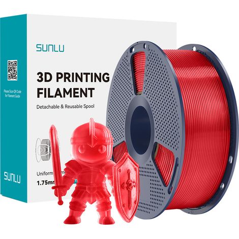 Filamento SUNLU PLA+ 1,75 mm 1 kg (rosso trasparente) (1/5)
