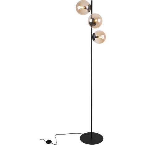 LAMPADA DA TERRA SIENA NERA, 3 PIATTI, PARALUMI MIELE