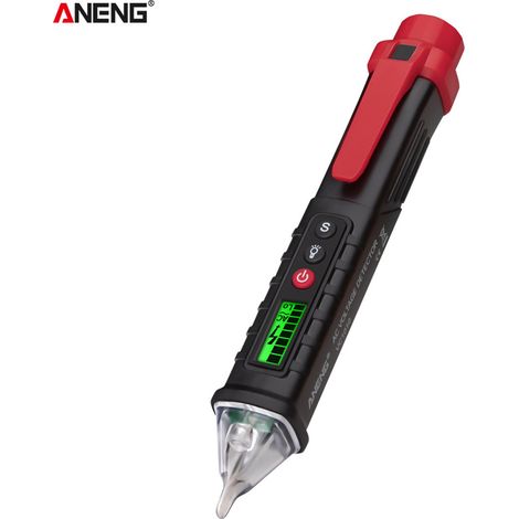 ANENG VC1010 Détecteur de Tension AC Sans Contact à Sensibilité Variable 12V-1000V Double Gamme Testeur Électrique Stylo Écran LCD Détecteur de Voltage Portable avec Bips Clignotements Lampe Torche