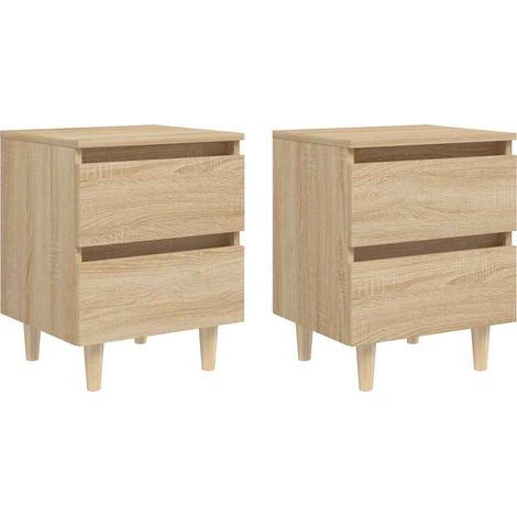 vidaXL Mesitas de noche 2 uds patas de madera roble Sonoma 40x35x50 cm (1/5)