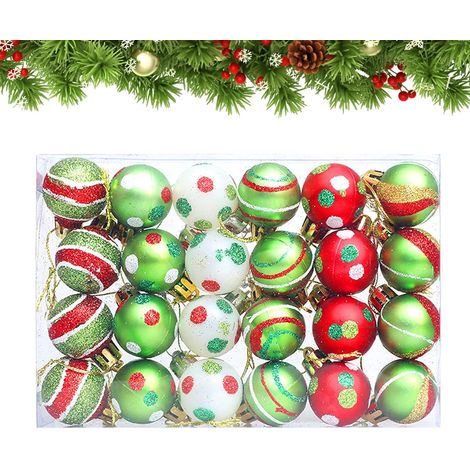 Boules Décoratives de Noël 24 Pièces Ensemble de Boules Incassables Ensemble de Boules de Noël de 3,0 cm Pour Danse, Fête, Mariage, Maison, Lieu de Travail, Jardin, Arbre et Cour (1/5)