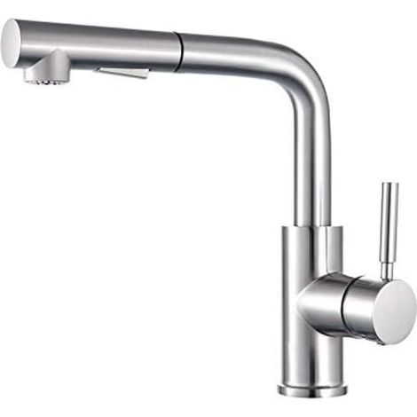 Robinet de cuisine, hauteur 220 mm, rayon 210 mm, finition mate, chromé, argent (1/5)