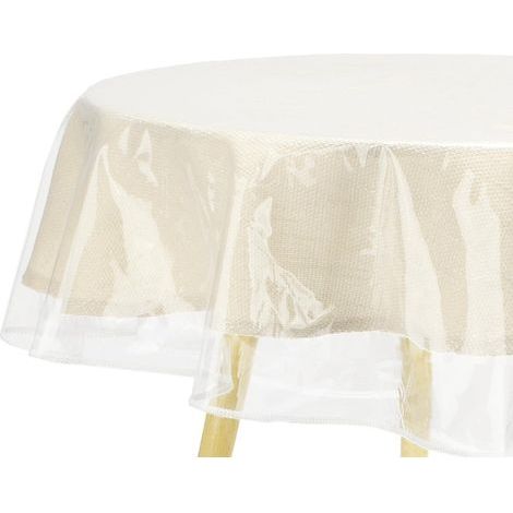 Nappe de table ovale en plastique transparent. imperméable. résistante à l'huile avec bords finis cousus. pour salle à manger. fêtes et vacances – 152.4 x 228.6 cm (1/5)