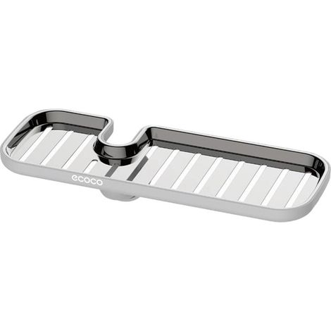 Grande étagère d'évier en acier inoxydable noir, support de rangement suspendu réglable pour chiffons et éponges, durable (1/2)