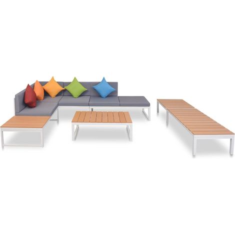 vidaXL Set de muebles de jardín 5 piezas y cojines aluminio y WPC (1/5)