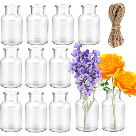 12 pièces Vases en Verre,250ml Petit Vase Corde de Jute Incluse (1/5)