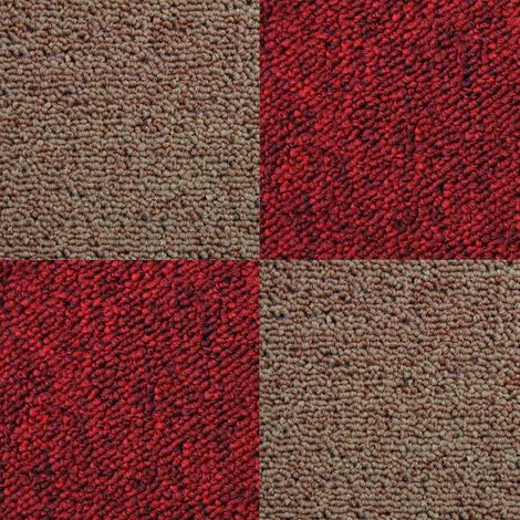Monstershop - Moquette Pavimento al Metro Quadrotte di Tappeto su Misura Componibile, Mattonelle in Tessuto Autoposanti per Interni, SET da 40 Piastrelle 50x50cm Copre 10mq – Sabbia & Rosso Scarlatto