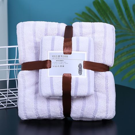 Serviette De Bain - Serviette Visage - Coton 100 % - 70 x 140 cm Et 35 x 75 cm - Gris - Lot De 2 (1/3)