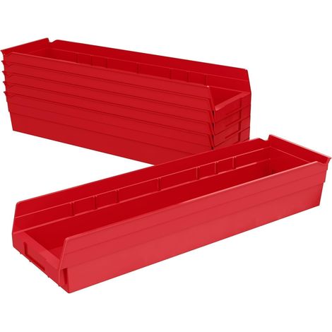 61 cm par 15,2 cm par 10,2 cm Plastique étagère de nidification Poubelle Box, Bleu, étui de 6, 30164RED (1/5)