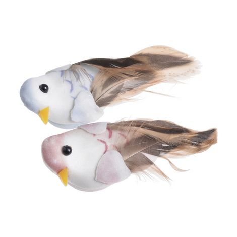 Oiseau sur clip 8 cm, 2 pièces, bleu/rose 173CAN281022802