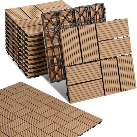 TolleTour Piastrelle da esterno WPC 30x30 cm 33 pezzi 3 m², teak, a incastro (1/5)