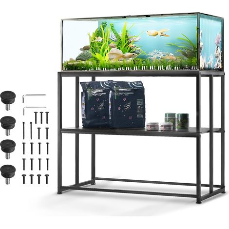 VEVOR Supporto per acquario 40 galloni in acciaio 36,5 x 18,5 x 29,5 pollici, Capacita di carico di 335 libbre, Supporto acquario rettili con contenitore, Kit hardware e Piedini antiscivolo, Nero