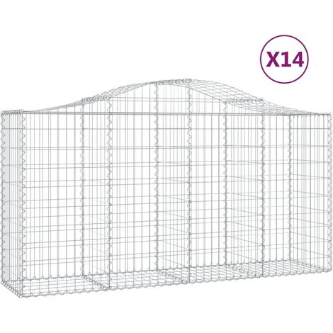 Cestas de gaviones Muro de contención arqueado Valla de jaula 1 juego de 4 200 x 50 x 100/120 cm Hierro galvanizado Plata 020040573