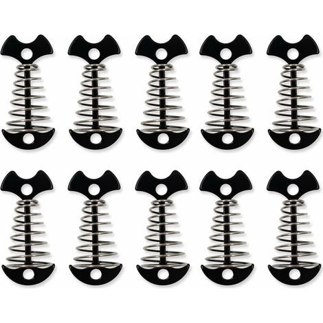 10er-Pack Aluminium-Ankerpfähle mit Federschnalle für Camping und Wandern (Schwarz)