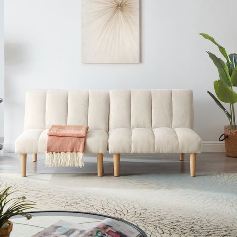 Canapé convertible dossier 3 positions velours beige OKMYHOME (1/5)