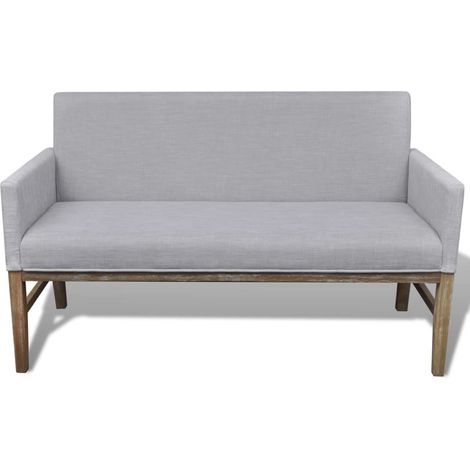Banco con cojín acolchado 140 x 65 x 85 cm tela de caucho gris claro 020020274