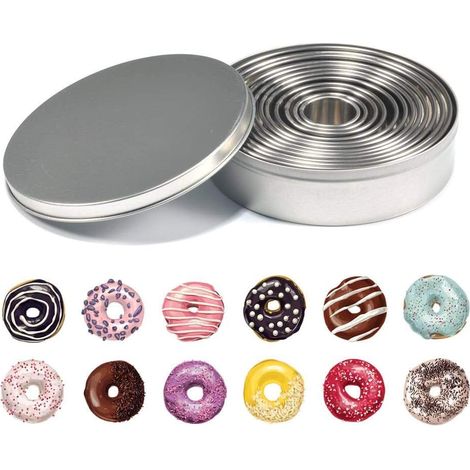 Emporte Piece Rond Cercle, 12 PCS Patisserie Emporte pièces en acier inoxydable moules à anneaux de cuisson pour chefs professionnels et cuisiniers à domicile ambitieux, (1/5)