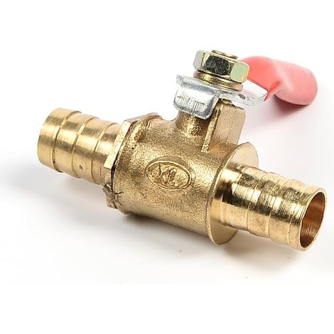 10-mm-Kugelhahn aus Messing, Absperrventil mit Nut, Schlauchanschluss, Adapter für Wasser, Gas, Öl (1 Stück) (1/5)