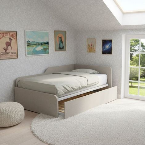 Divano letto piazza e mezza 120x190 con spalliera e secondo letto estraibile - Effetto tessuto