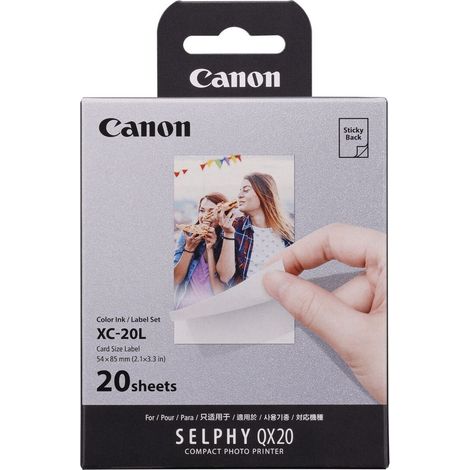 Consommable pour imprimante photo Canon XC-20L - Kit 20 impressions format carte de credit pour Selphy QX20