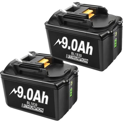 Batterie Lithium-Ion, Capacité 9000mAh, Affichage Amélioré de la Batterie, 18V, 2PC 9000mAH BL1830 (1/2)