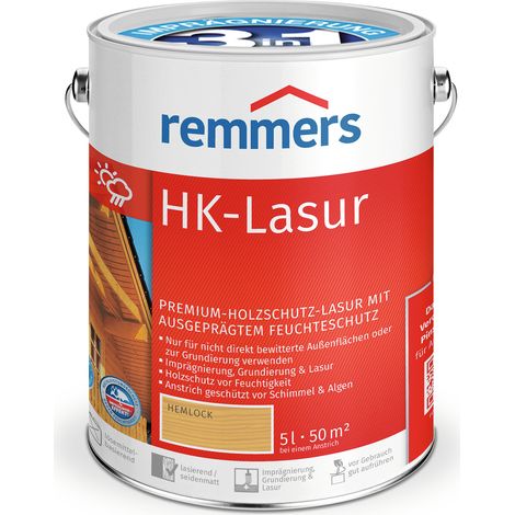 Remmers HK-Lasur 3in1 hemlock, 5 Liter, Holzlasur aussen, 3facher Holzschutz mit Imprägnierung + Grundierung + Lasur, Feuchtigkeit- und UV-Schutz