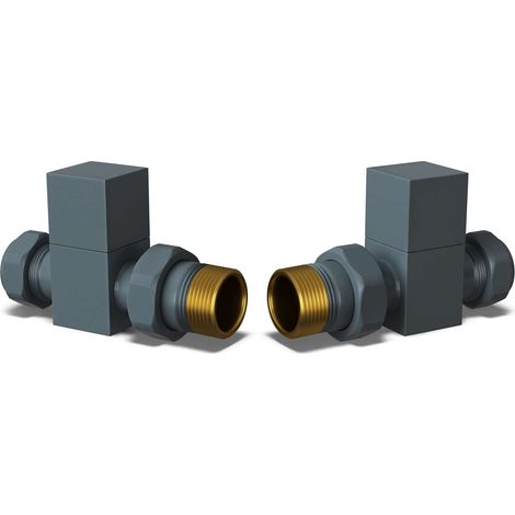 Square - Anthracite Radiator Valves Straight 8mm (1/3)