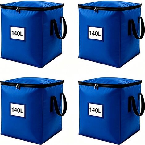 Sac de rangement pour couette en coton grande capacité, tissé en PE, pliable et portable, bleu 90 L, noir 140 L (lot de 4) (1/5)