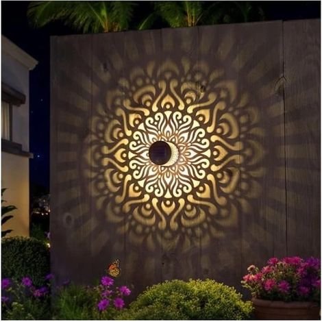 Lampe solaire LED de jardin, applique murale extérieure décorative pour clôture et terrasse, 1 pièce - lumière chaude (1/3)